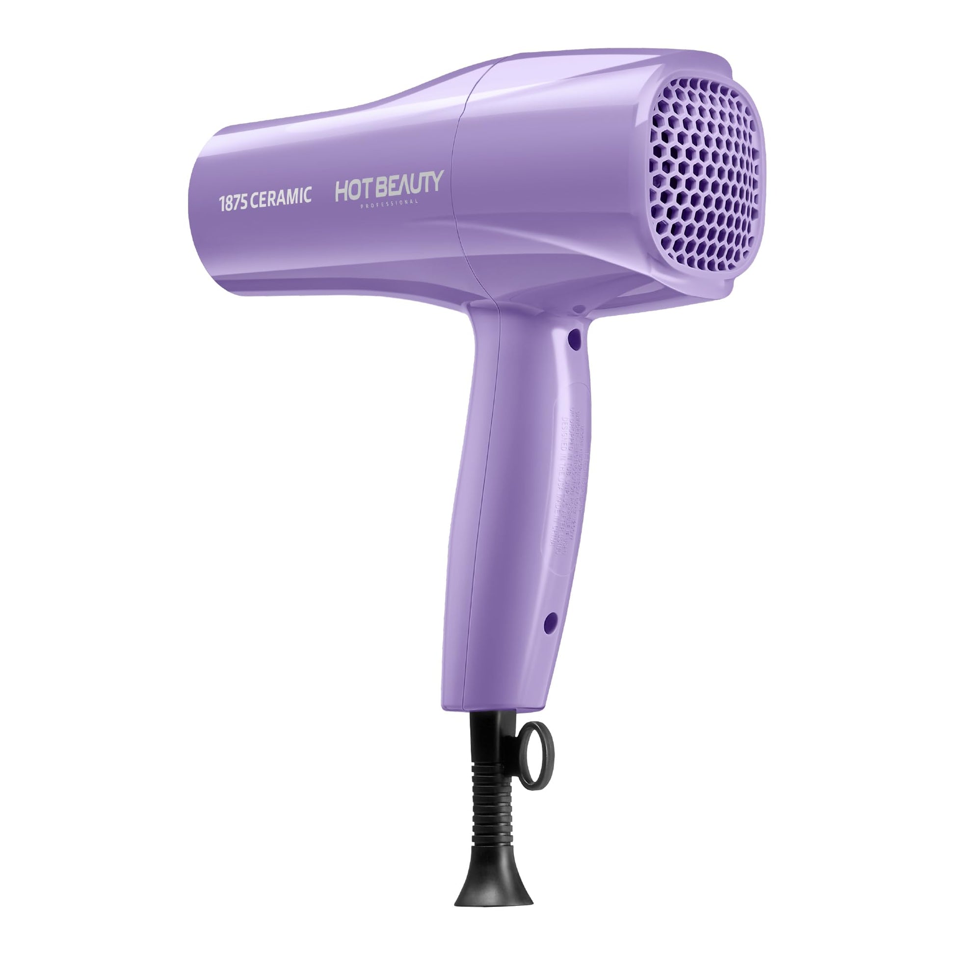 1875 Ceramic Hair Dryer, Powerful Fast Drying, Multi-Setting with Comb Attachment, Additional Detangler Included, Slide Bar Switch, Compact for Home & Travel (Purple)