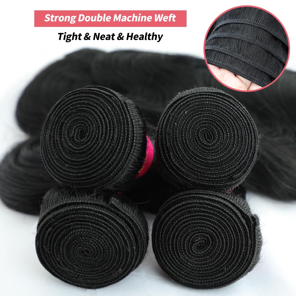 12A Human Hair Bundles Body Wave Bundles Human Hair 20 22 24 26 Inch 100% Unprocessed Brazilian Virgin Hair Body Wave 4 Bundles Human Hair Extensions for Women