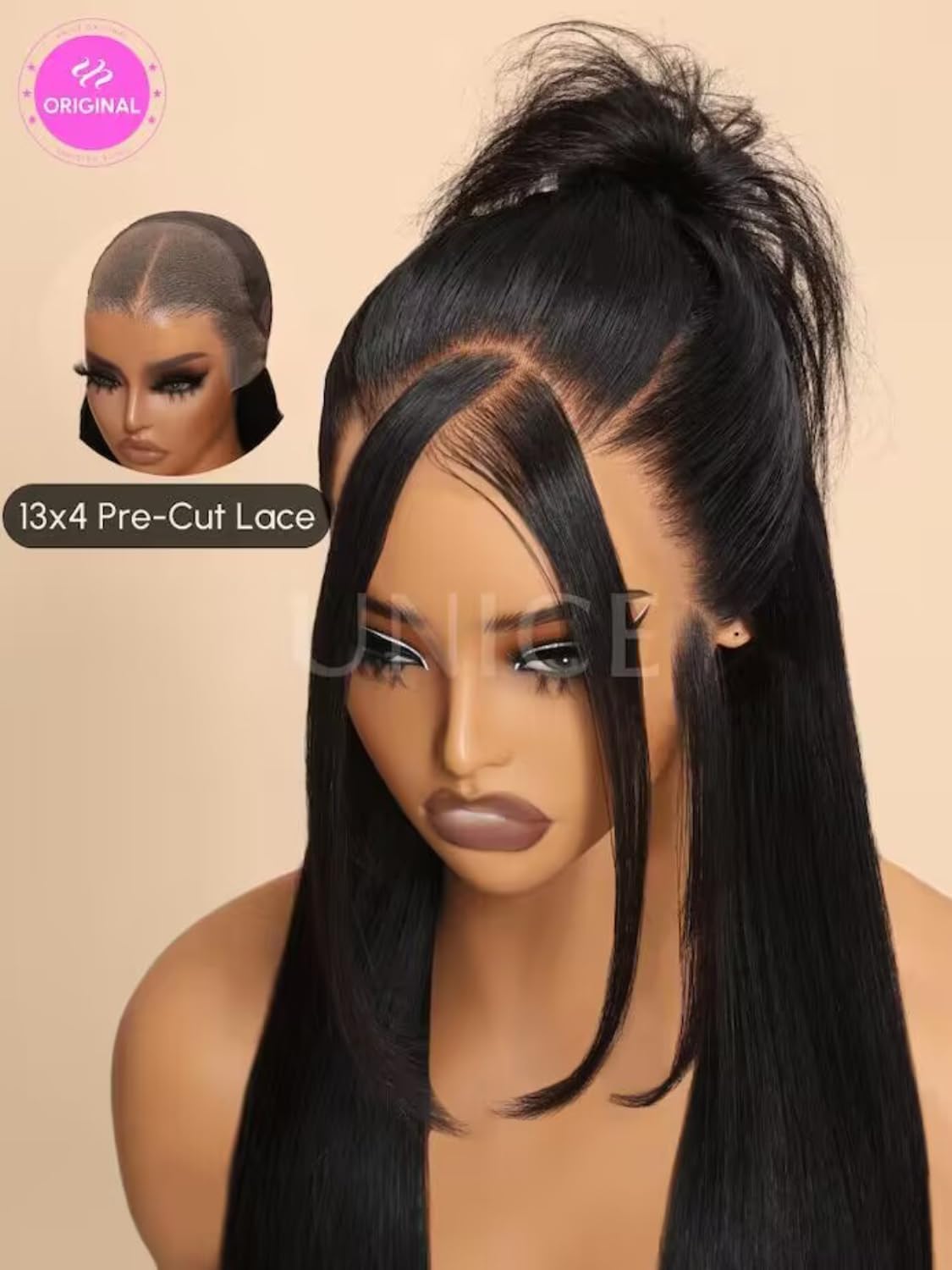 UNICE Bye Bye Knots Wig Body Wave 7x5 Pre Cut HD Lace Front Wigs Human Hair with Elastic Drawstring Balayage Brown Glueless Wig Pre Plucked Bleached Knots Natural Hairline 150% Density 18 Inch