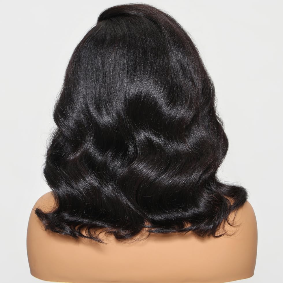 UNICE 12 inch Loose Wavy Short Bob Wigs human Hair Chestnut Brown 13x4 HD Lace Front Glueless Wigs Human Hair Pre Plucked Pre Cut Lace Bleached Knots Ready to Wear Wig