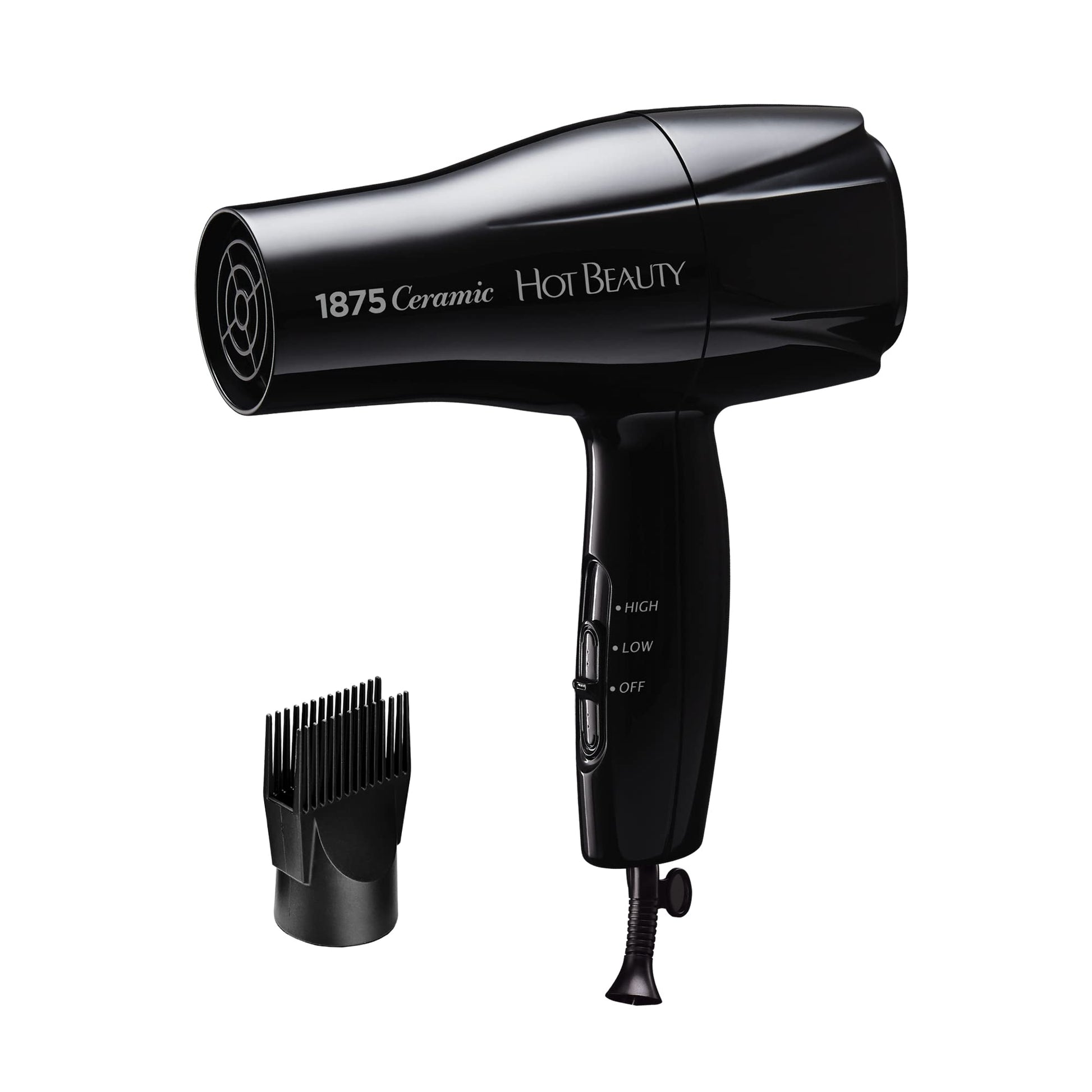 1875 Ceramic Hair Dryer, Powerful Fast Drying, Multi-Setting with Comb Attachment, Additional Detangler Included, Slide Bar Switch, Compact for Home & Travel (Purple)