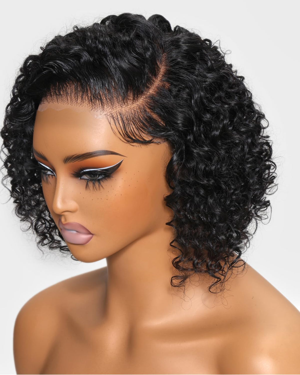 UNICE 10 inch Short Curly Bob Wig Human Hair Bye Bye Knots Glueless Wigs Pre Plucked Pre Cut Bleached Knots 7x5 Lace Closure Ready to Go Human Hair Bob Wig Ombre Brown Color