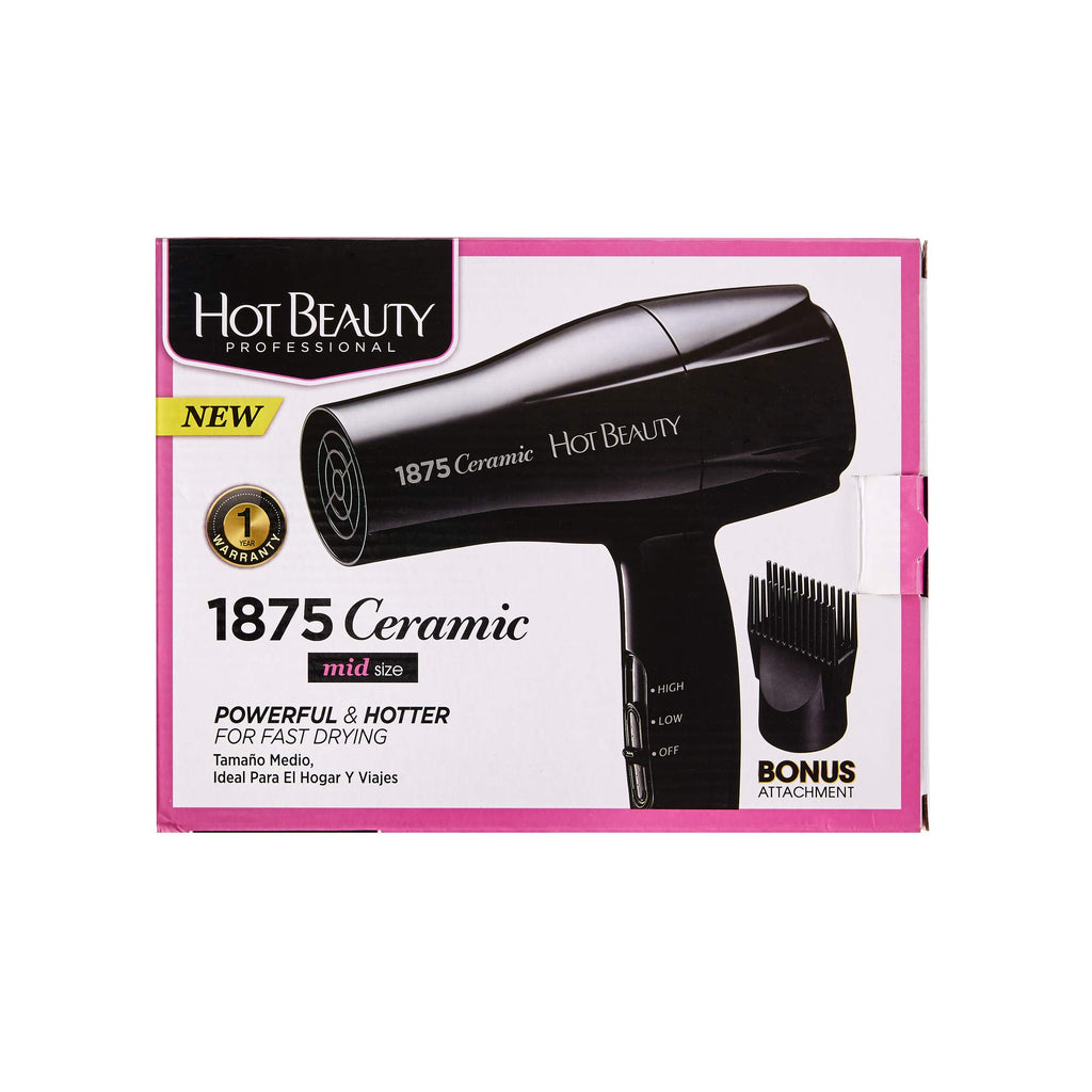 1875 Ceramic Hair Dryer, Powerful Fast Drying, Multi-Setting with Comb Attachment, Additional Detangler Included, Slide Bar Switch, Compact for Home & Travel (Purple)