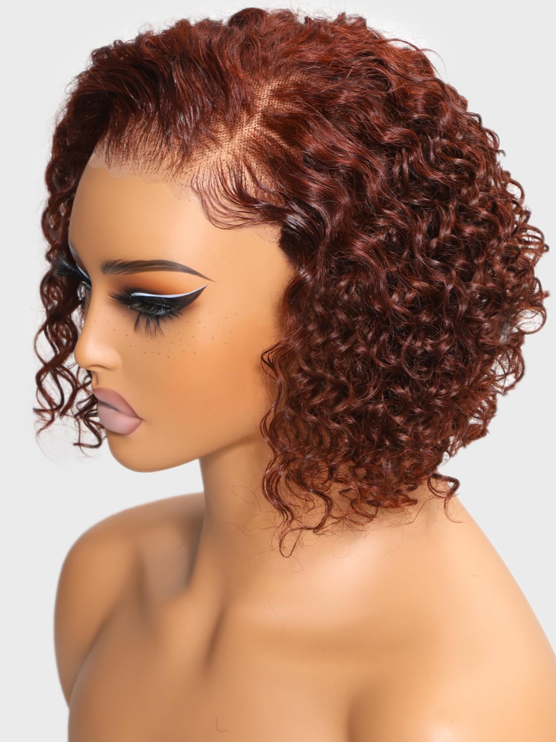 UNICE 10 inch Short Curly Bob Wig Human Hair Bye Bye Knots Glueless Wigs Pre Plucked Pre Cut Bleached Knots 7x5 Lace Closure Ready to Go Human Hair Bob Wig Ombre Brown Color