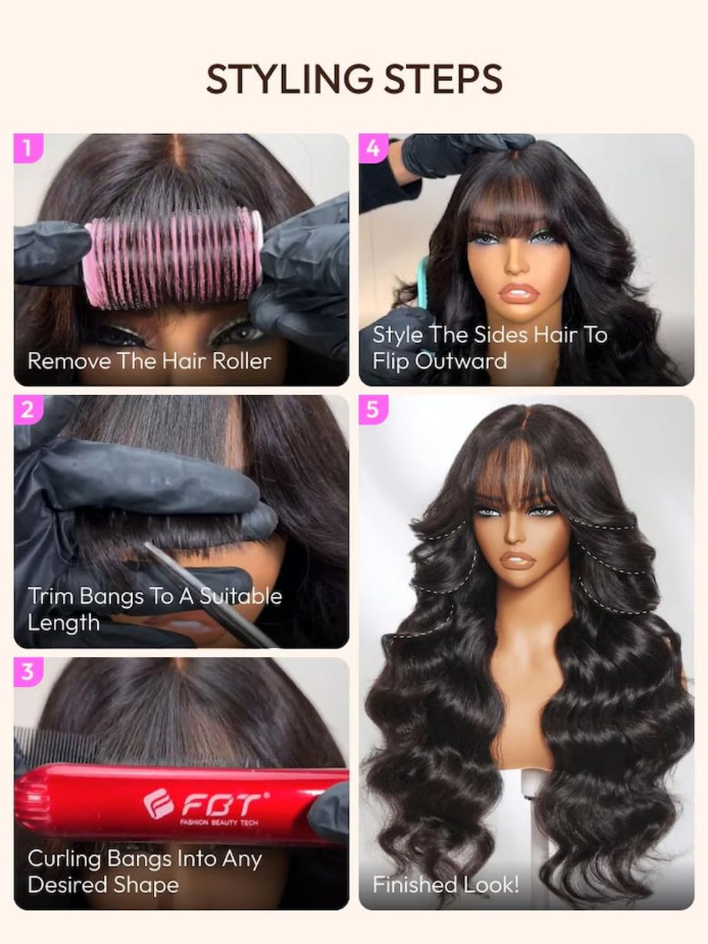 UNICE Bye Bye Knots Curtain Bangs Wig Loose Wave 7x5 Lace Glueless Pre Everything Wigs Human Hair Pre Plucked Pre Cut Bleached Knots Put on and Go Wig Natural Black for Women 180% Density 16 Inch