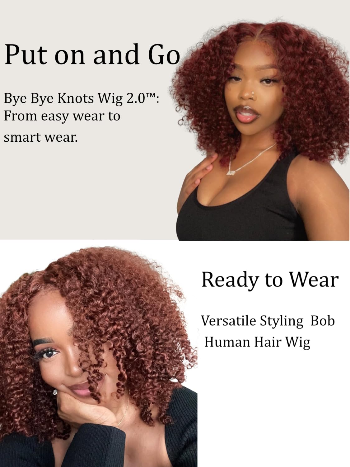 UNICE 10 inch Short Curly Bob Wig Human Hair Bye Bye Knots Glueless Wigs Pre Plucked Pre Cut Bleached Knots 7x5 Lace Closure Ready to Go Human Hair Bob Wig Ombre Brown Color
