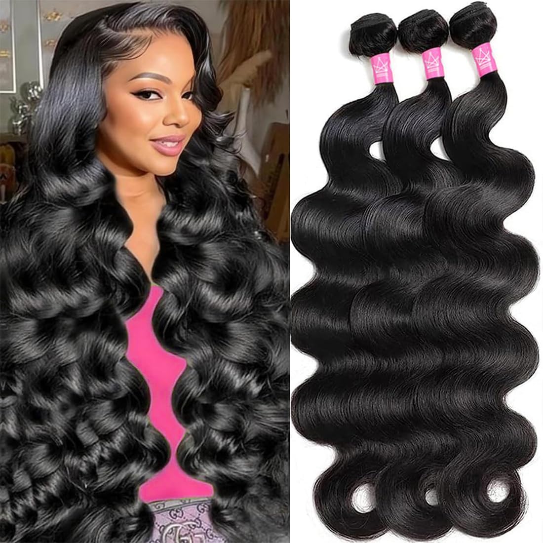 12A Human Hair Bundles Body Wave Bundles Human Hair 20 22 24 26 Inch 100% Unprocessed Brazilian Virgin Hair Body Wave 4 Bundles Human Hair Extensions for Women
