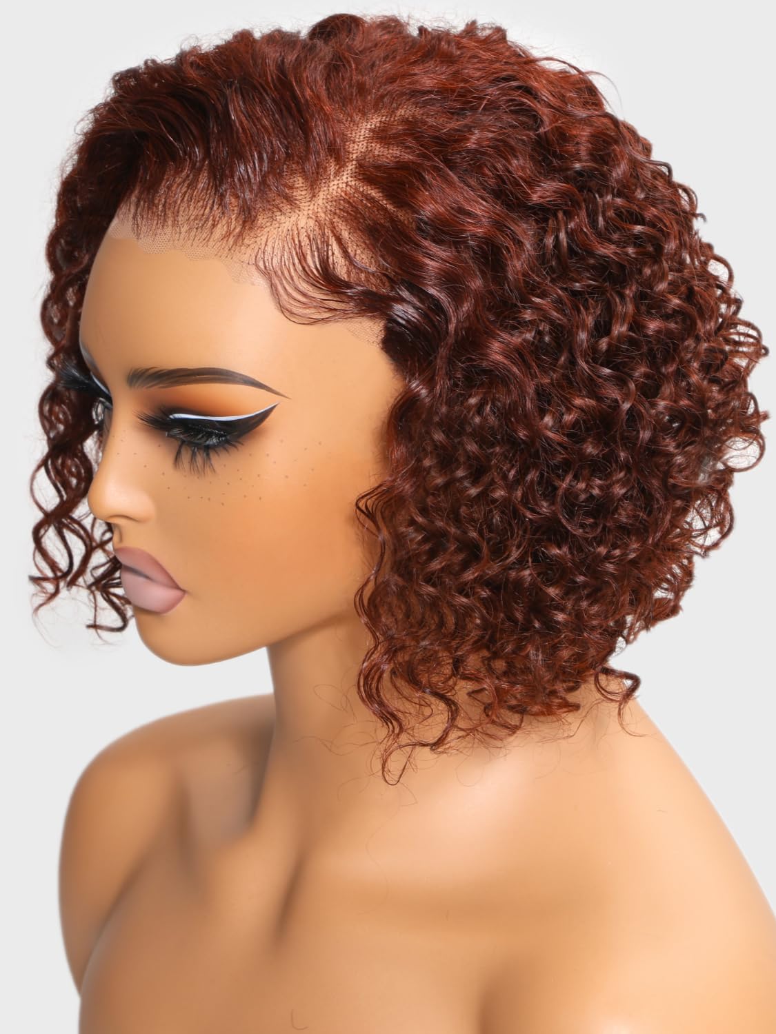 UNICE 10 inch Short Curly Bob Wig Human Hair Bye Bye Knots Glueless Wigs Pre Plucked Pre Cut Bleached Knots 7x5 Lace Closure Ready to Go Human Hair Bob Wig Ombre Brown Color