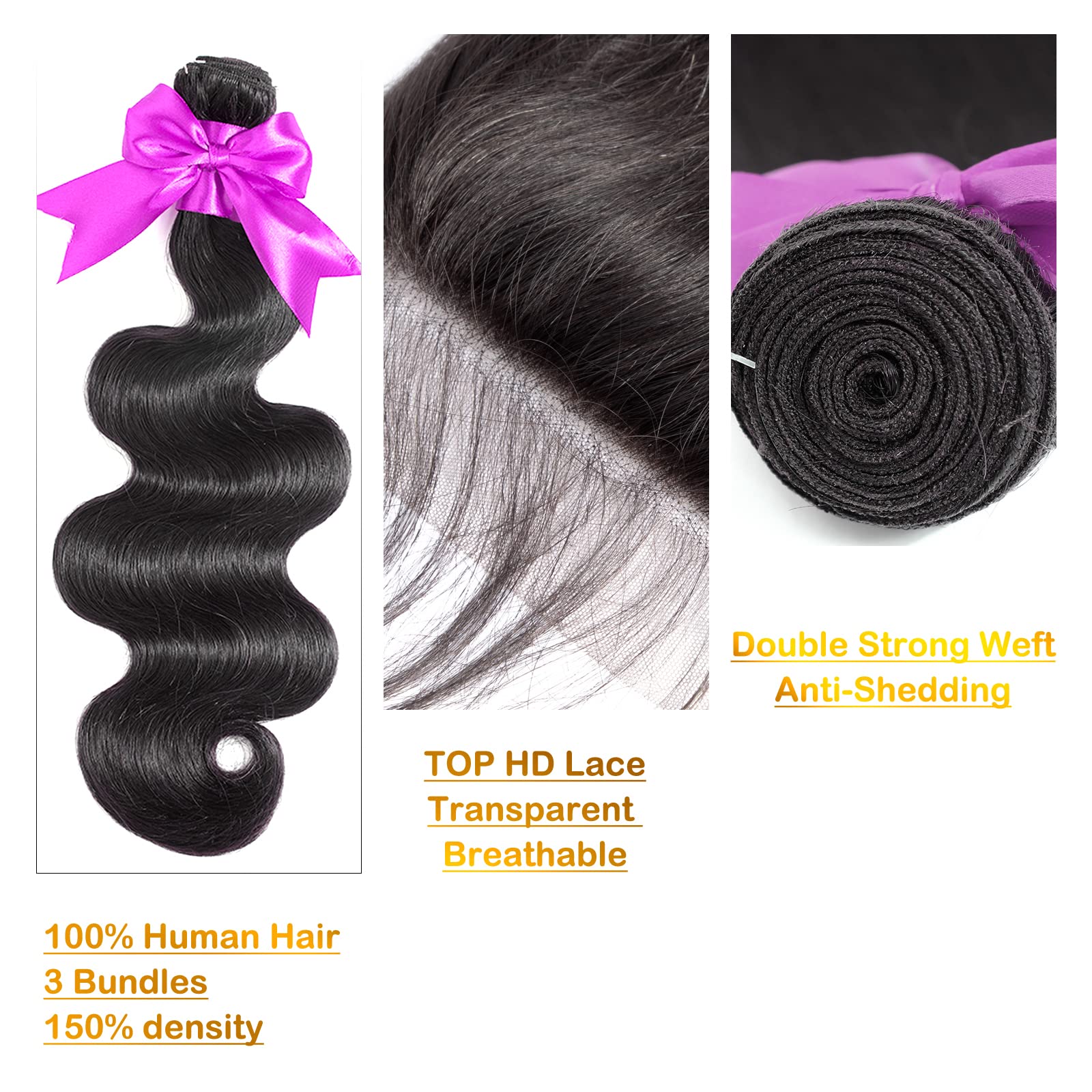 12A Human Hair Bundles 16 18 20 Inch Body Wave Bundles Human Hair 100% Unprocessed Brazilian Virgin Weave 3 Bundles Deals